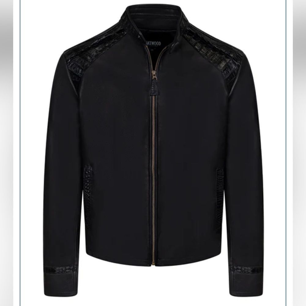 JAKEWOOD - Bomber Leather Jacket With Alligator Trimming Style #2087